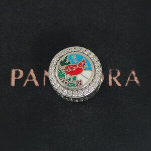 Pandora Sterling Silver Cardinals Holiday Charm Bead S925 Silver with box